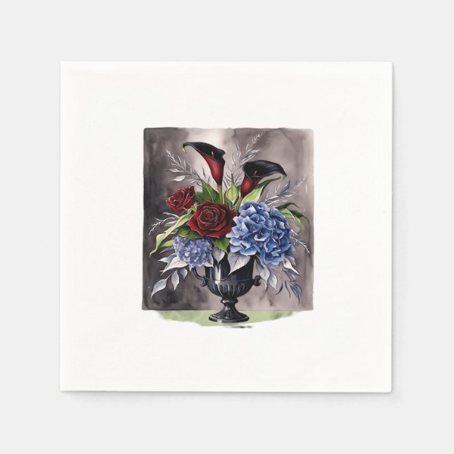 Serviette En Papier Whimsigothique - Gothique Floral Vase esthétique C (Devant)