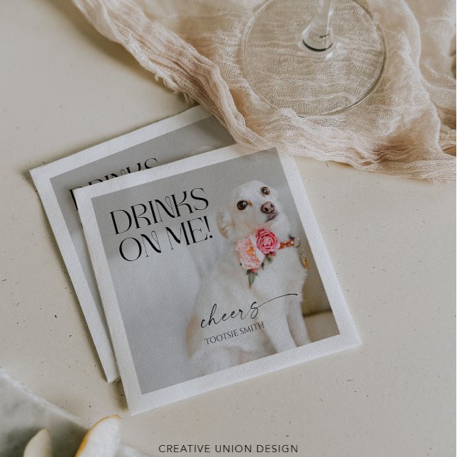 Serviette En Papier Whimsy Boissons Modernes Sur Moi Photo Pet Mariage (Créateur téléchargé)