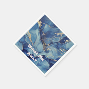 Serviette En Papier Whisk me away Blue Marble Monogrammed  