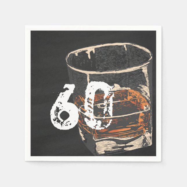 Serviette En Papier Whiskey Birthday, Invitation for Men, ÉDITABLE (Devant)
