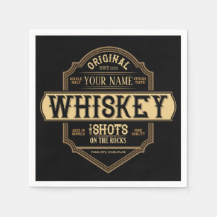 Serviette En Papier Whiskey personnalisé sur le Rocks Liquor Étiquette