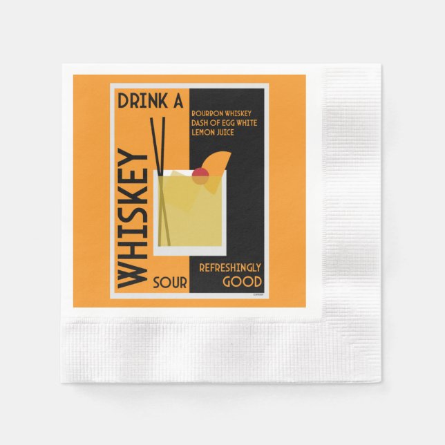 Serviette En Papier Whiskey Sour Cocktail Napkin (Devant)