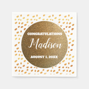 Serviette En Papier White and Gold Confetti College Trunk Party Grad