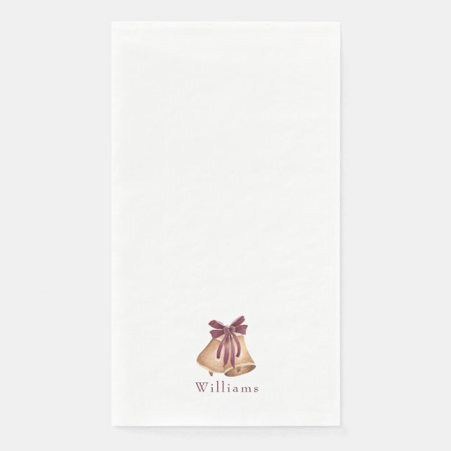 Serviette En Papier White Custom Christmas Bells Holiday (Devant)