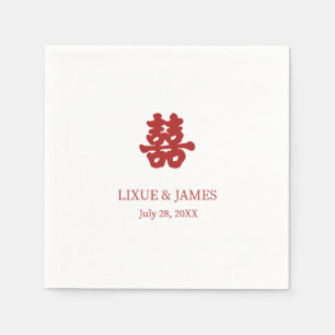 Serviette En Papier White Double Bonheur chinois calligraphie asiatiqu