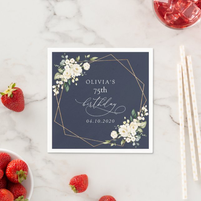 Serviette En Papier White Flowers, Cream Flowers, Boho, Birthday (En situation)