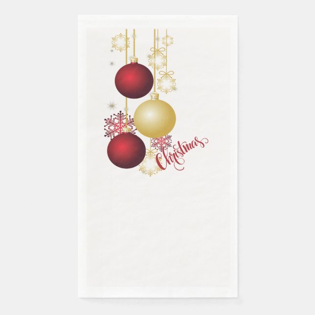Serviette En Papier White, Gold and Red Christmas Party (Devant)