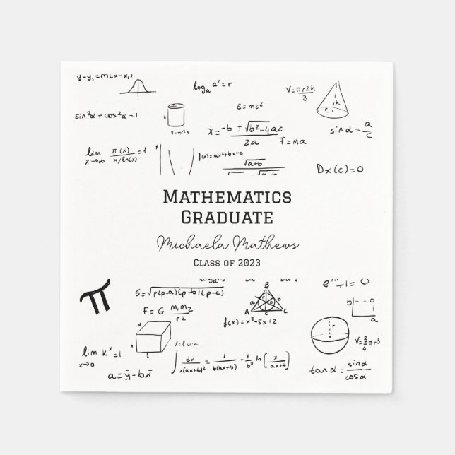 Serviette En Papier White Mathematics Graduate Class of Graduation (Devant)