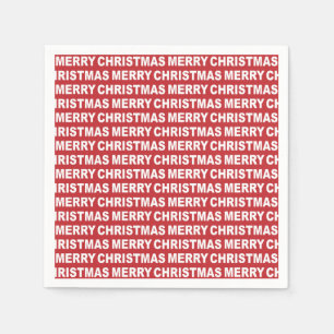 Serviette En Papier White on Dark Red Christmas Typographie