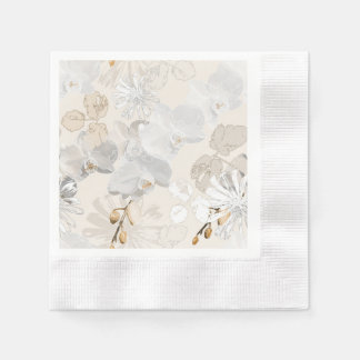 Serviette En Papier White orchids on a light cream
