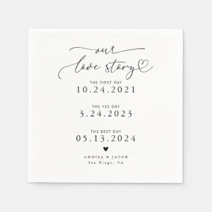 Serviette En Papier White Our Love Story Élégant Mariage de script Nap