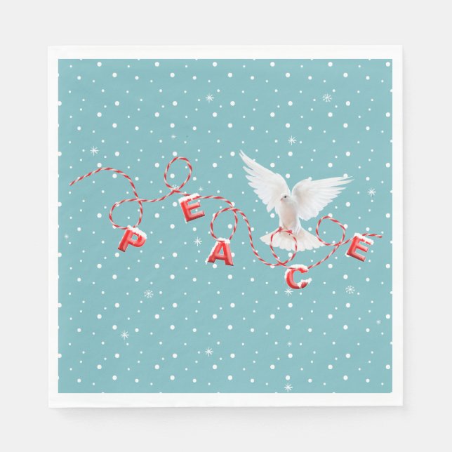 Serviette En Papier White Peace Dove With Peace Text (Devant)