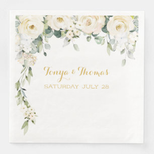 Serviette En Papier White Peony Epiphany Dîner Mariage
