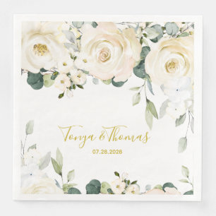 Serviette En Papier White Peony Epiphany Dîner Mariage