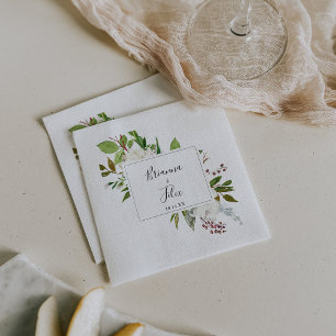 Serviette En Papier White Winter Peony Floral Mariage Napkin