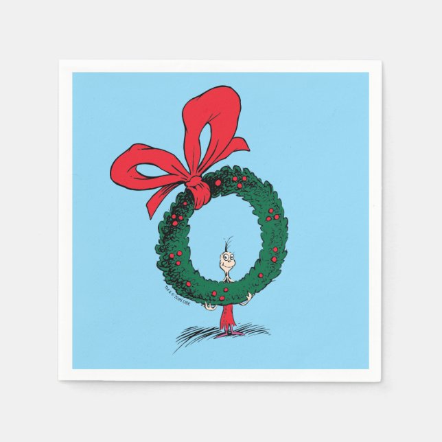 Serviette En Papier Who Peeking Through Christmas Wreath (Devant)