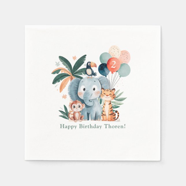 Serviette En Papier Wild Jungle Theme Birthday Party (Devant)
