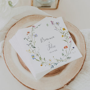 Serviette En Papier Wild Multicolor Floral Mariage Napkin