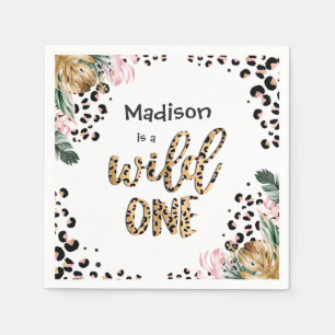 Serviette En Papier Wild One Birthday Empreinte de léopard Wild Jungle