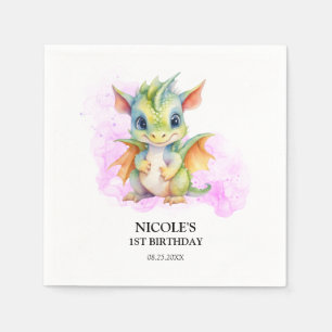 Serviette En Papier Wild One Cute Baby Dragon Fairytale 1er Anniversai