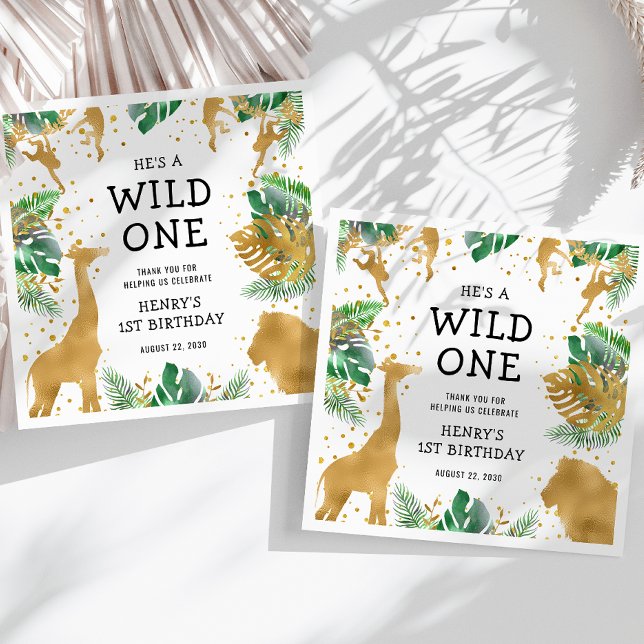 Serviette En Papier Wild One Jungle Safari 1er anniversaire (Créateur téléchargé)