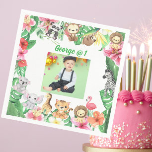 Serviette En Papier Wild One Jungle Safari Thème 1er anniversaire fête