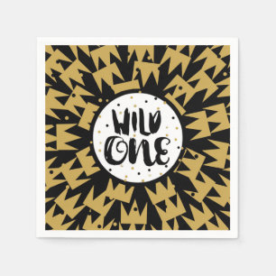 Serviette En Papier Wild One King of Things Crown 1st Birthday Party