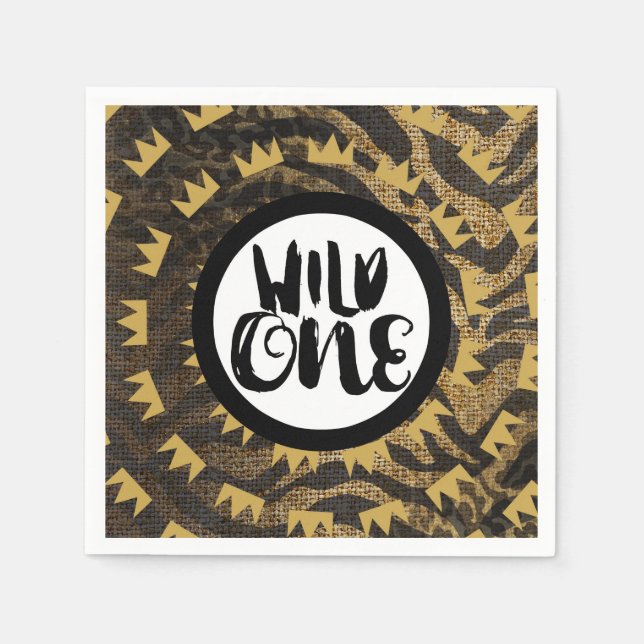 Serviette En Papier Wild One King of Things Crown 1st Birthday Party (Devant)