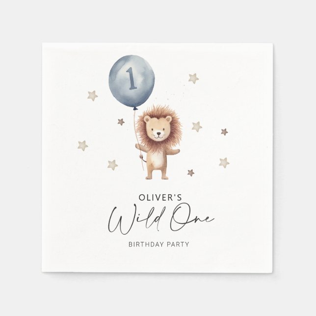 Serviette En Papier Wild One Lion 1er anniversaire (Devant)