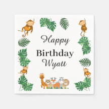 Wild One Safari animal Anniversaire serviettes
