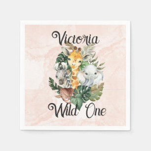 Serviette En Papier Wild One Safari Animaux Filles Premier anniversair