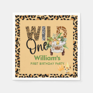 Serviette En Papier Wild One Safari Animaux premier anniversaire garço