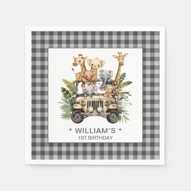 Serviette En Papier Wild One Safari Jungle 1er premier anniversaire (Devant)