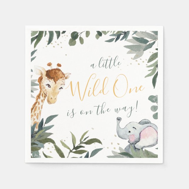 Serviette En Papier Wild One Safari Jungle Baby shower papier Napkin (Devant)