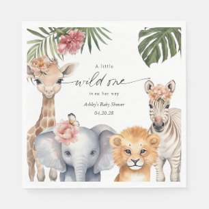 Serviette En Papier Wild One Safari mignonne Animaux bébé fille douche