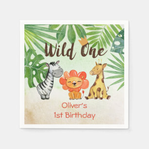 Serviette En Papier Wild One, Safari premier anniversaire