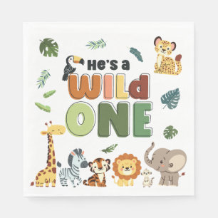 Serviette En Papier Wild One Safari Zoo Animal fête d'anniversaire