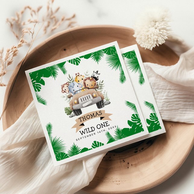 Serviette En Papier Wild One Tropical Jungle Safari Anniversaire (Créateur téléchargé)