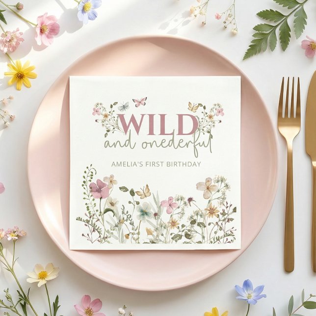 Serviette En Papier Wild & Onederful Wildflower 1st Birthday Party (Créateur téléchargé)