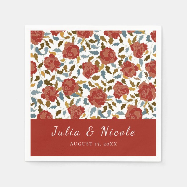 Serviette En Papier Wild Rose Floral Petals Garden Affair Mariage (Devant)