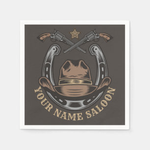Serviette En Papier Wild West Revolver Horseshoe Western Cowboy Saloon