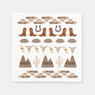 Serviette En Papier Wild West Rodeo Cowboy fête d'anniversaire