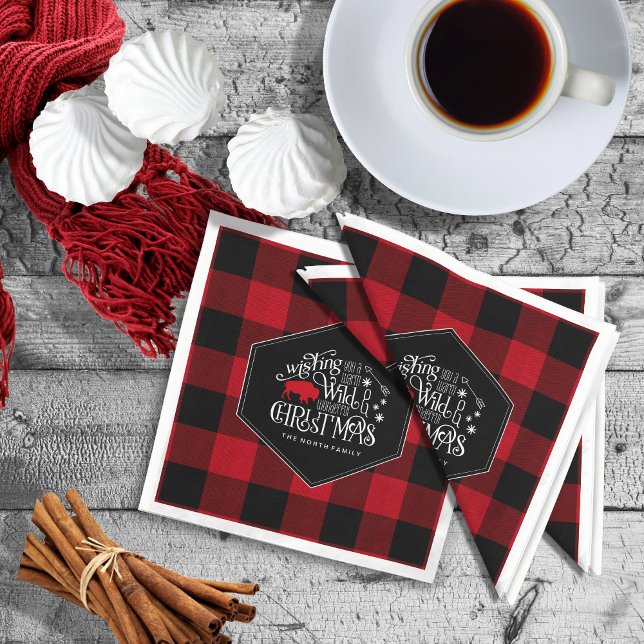 Serviette En Papier Wild Wonderful Christmas Red Buffalo Plaid ID604 (Créateur téléchargé)