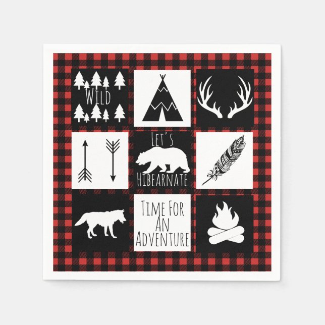 Serviette En Papier Wilderness rustique & Animaux Luminjack Plaid (Devant)