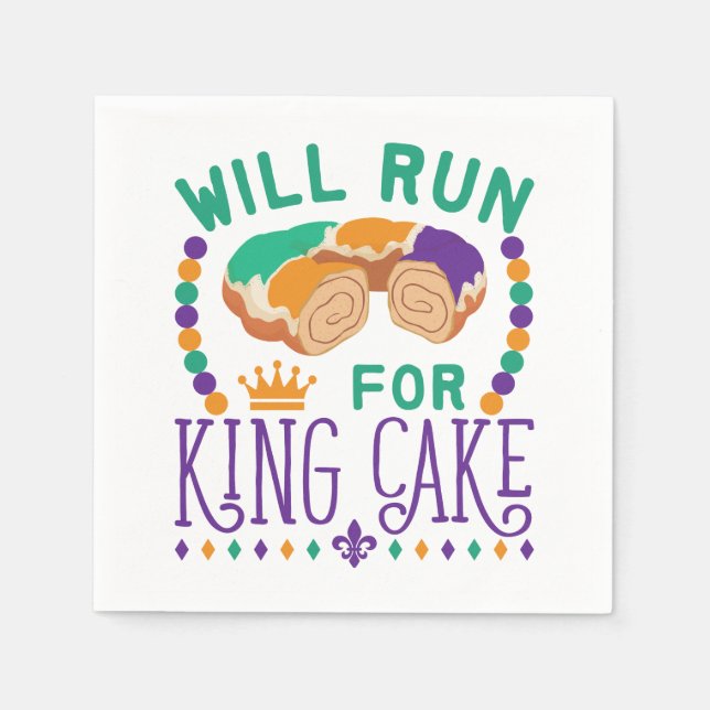 Serviette En Papier Will Run for King Cake Funny Mardi Gras Running (Devant)