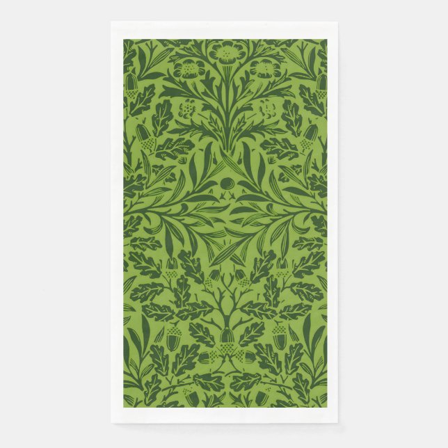 Serviette En Papier William Mirrors Acorns & chêne feuille Motif Vert (Devant)
