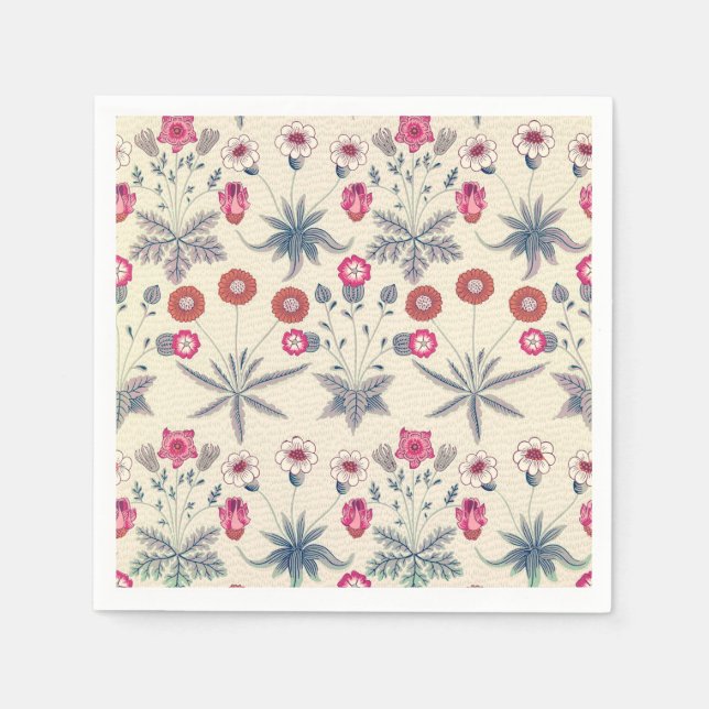 Serviette En Papier William Morris Daisy Motif Floral Rouge Orange (Devant)