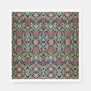 Serviette En Papier William Morris Fleurs Feuillage Vert Jaune Rouge R