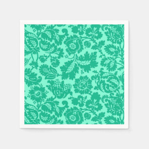 Serviette En Papier William Morris Floral Damask, Turquoise et Aqua