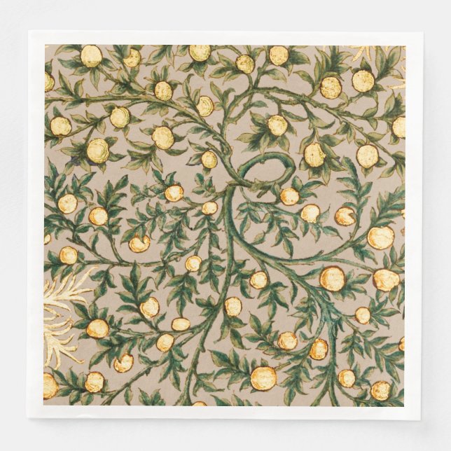 Serviette En Papier William Morris Fruit Floral Jardin Fleur Classique (Devant)
